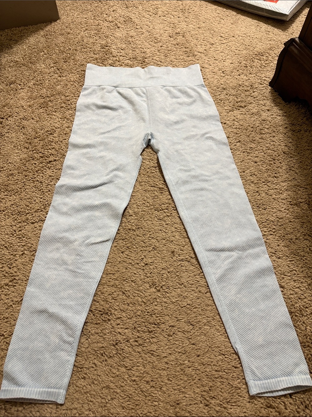 No Boundaries Light Blue Ribbed Kids Leggings